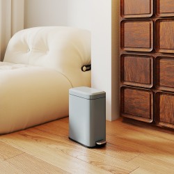 Metallinen poljinroskis 5 l sisäastialla, suorakulmainen, harmaa