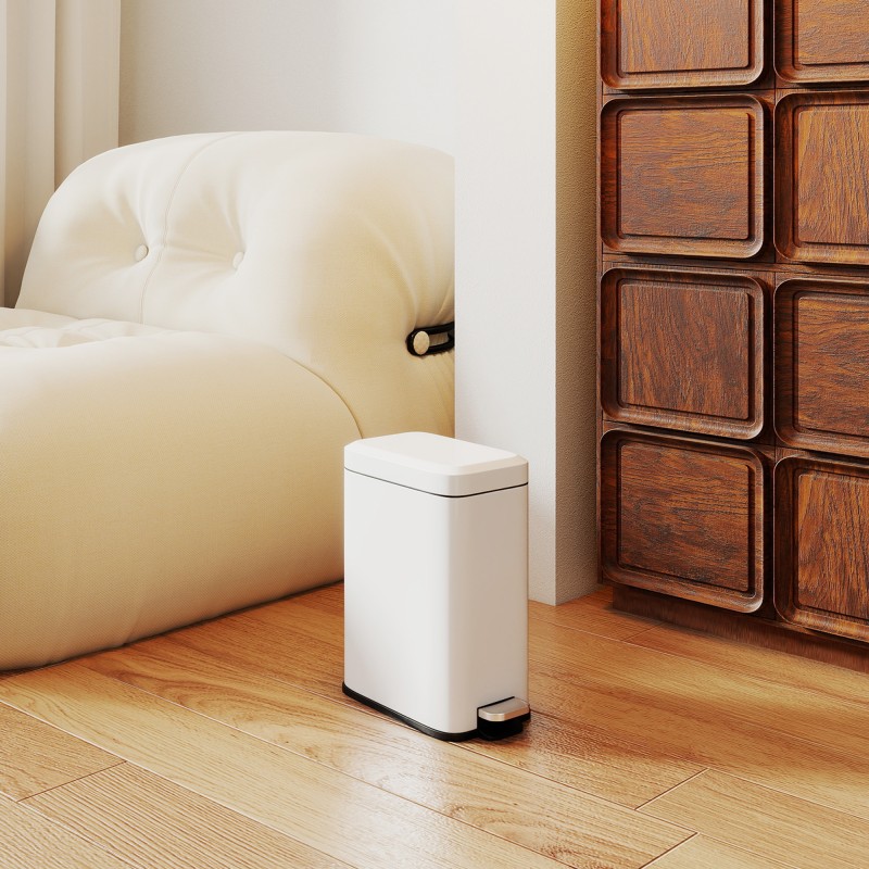 Metallinen poljinroskakori 5 L, sisäastialla, valkoinen