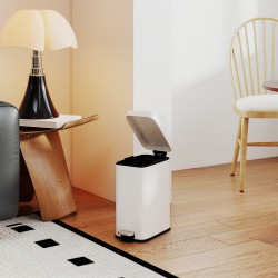 Metallinen poljinroskakori 5 L, sisäastialla, valkoinen