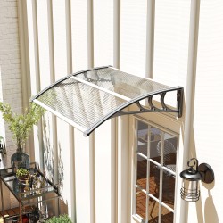 Sisäänkäynnin katos ovelle ja ikkunalle, polykarbonaatti, 100 x 75 x 23 cm, hopea