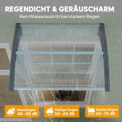 Sisäänkäynnin katos ovelle ja ikkunalle, polykarbonaatti, 100 x 75 x 23 cm, hopea