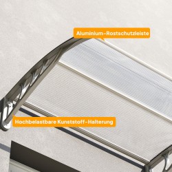 Sisäänkäynnin katos ovelle ja ikkunalle, polykarbonaatti, 100 x 75 x 23 cm, hopea