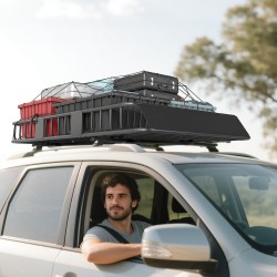 Auton kattokori metallia 162x99x16 cm säädettävä kattoteline 100 kg musta