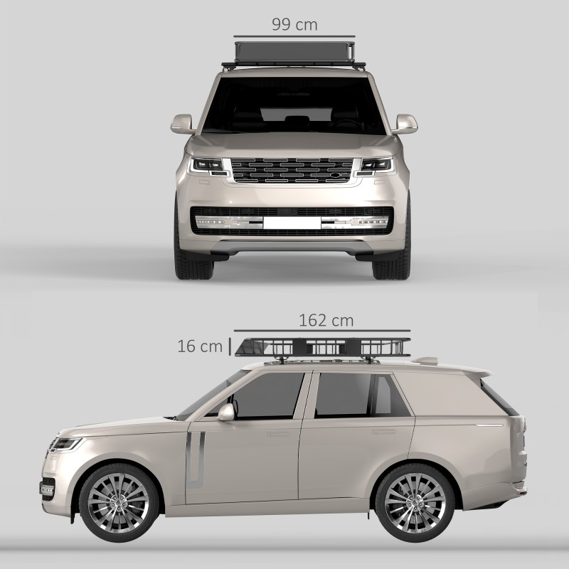 Auton kattokori metallia 162x99x16 cm säädettävä kattoteline 100 kg musta