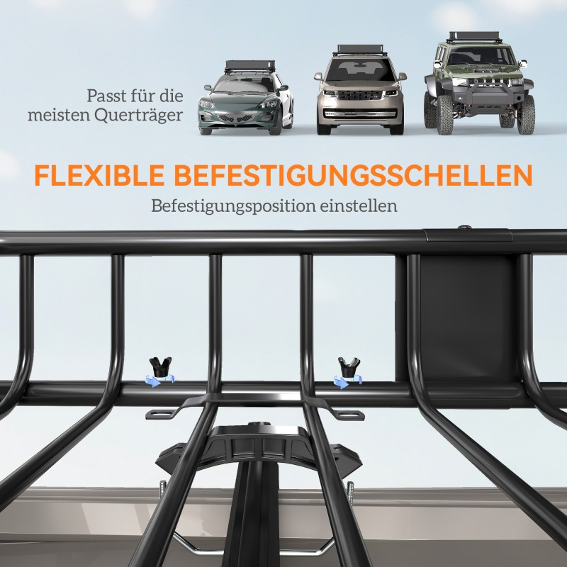 Auton kattokori metallia 162x99x16 cm säädettävä kattoteline 100 kg musta