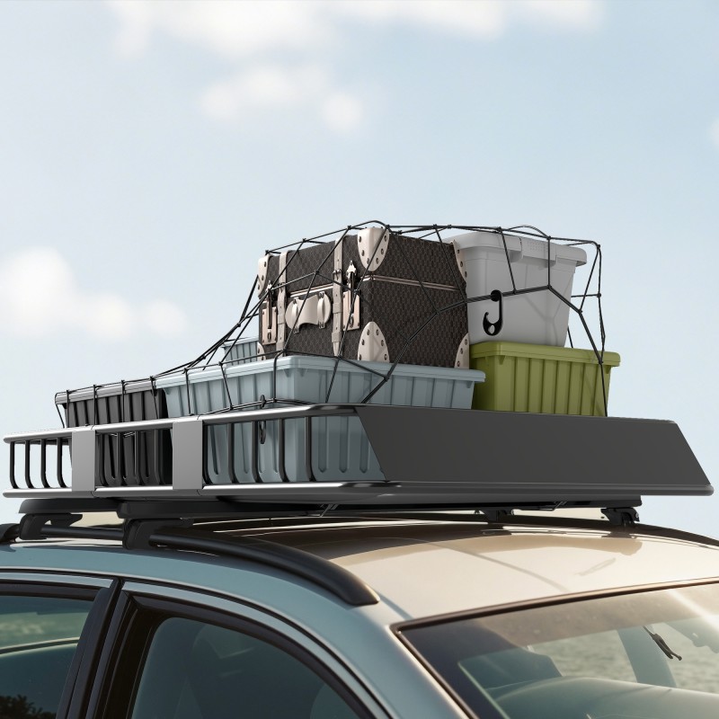 Auton kattokori metallia 162x99x16 cm säädettävä kattoteline 100 kg musta