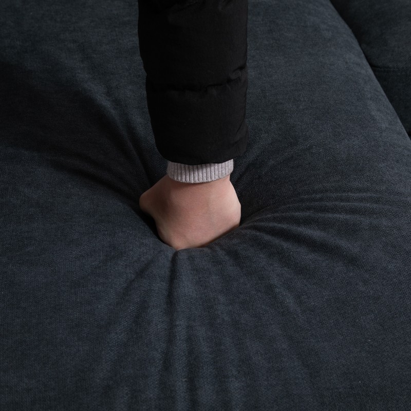 Kulmasohva käännettävällä lepotuolilla, polyesteriverhoilu, 197 x 139 x 91 cm, tummanharmaa