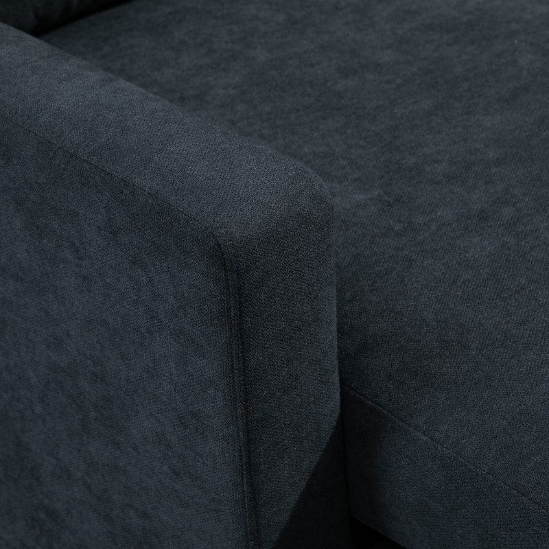 Kulmasohva käännettävällä lepotuolilla, polyesteriverhoilu, 197 x 139 x 91 cm, tummanharmaa