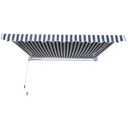 Terassimarkiisi käsikäyttöinen alumiini/polyesteri 3,5 x 2,5 m harmaa/valkoinen