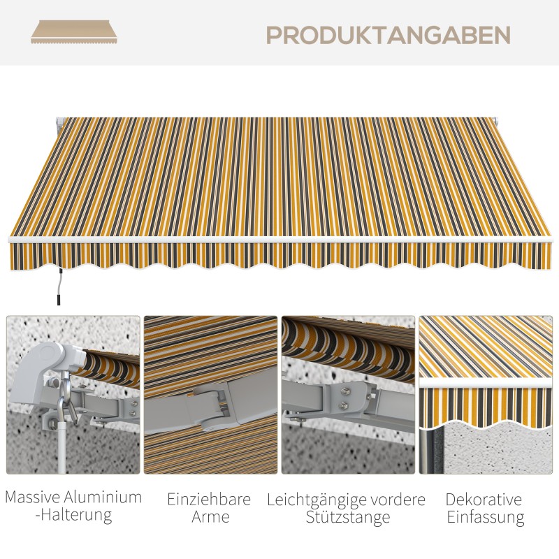 Terassimarkiisi parvekkeelle, alumiinirunko, 3,5 x 2,5 m, keltainen/harmaa