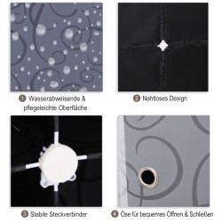 Modulaarinen vaatekaappi ja kuutiohylly, 2 vaatetankoa, 11 lokeroa, muovi/metalli, 111 x 47 x 145 cm, mustavalkoinen