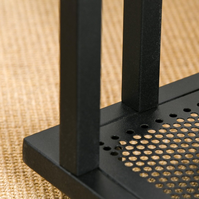 C-muotoinen sivupöytä pyörillä, MDF ja teräs, 51 x 36 x 65 cm, musta / pähkinä