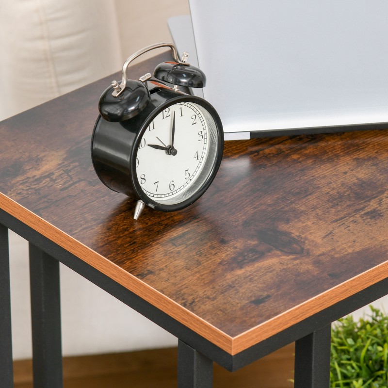 C-muotoinen sivupöytä pyörillä, MDF ja teräs, 51 x 36 x 65 cm, musta / pähkinä