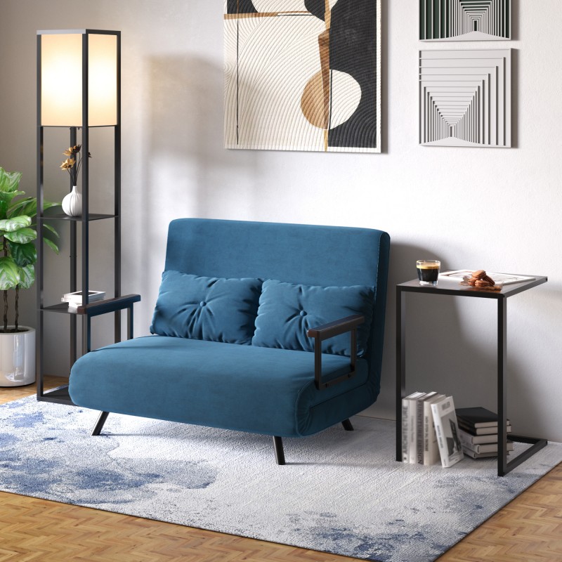 C-muotoinen sivupöytä sohvalle ja sängylle, MDF ja teräs, 40,6 x 50,8 x 64,2 cm, rustiikinruskea/musta