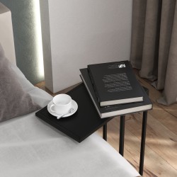 Sivupöytä C-mallinen sohvapöytä ja laptoppöytä, teräs, 46 x 26 x 60 cm, musta