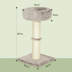 Kissan raapimapuu sisal-pylväällä ja plüšipedillä 87 cm, enintään 6 kg, ruskea-kermanvalkoinen