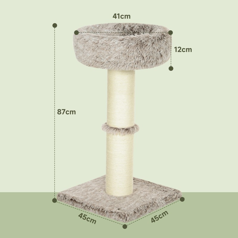 Kissan raapimapuu sisal-pylväällä ja plüšipedillä 87 cm, enintään 6 kg, ruskea-kermanvalkoinen