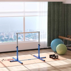 Lasten voimistelutanko, 13-portainen korkeussäätö 92–150 cm, teräsrunko ja pyökkitanko, 75 kg, sininen