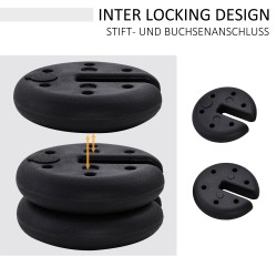 Paviljongin jalkapainot HDPE Ø25 x 6 cm 4 kpl musta, täytettävä jopa 5 kg per paino