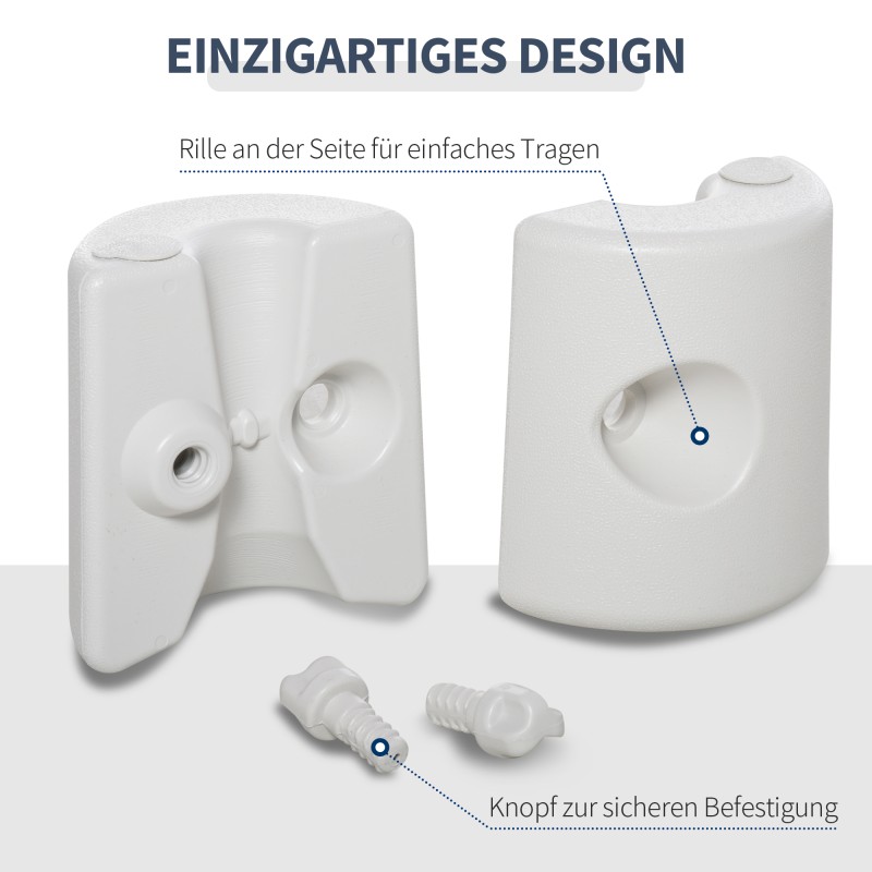 Paviljongin ja juhlateltan jalustapainot PE 25 cm, täytettävä, 4 kpl, valkoinen