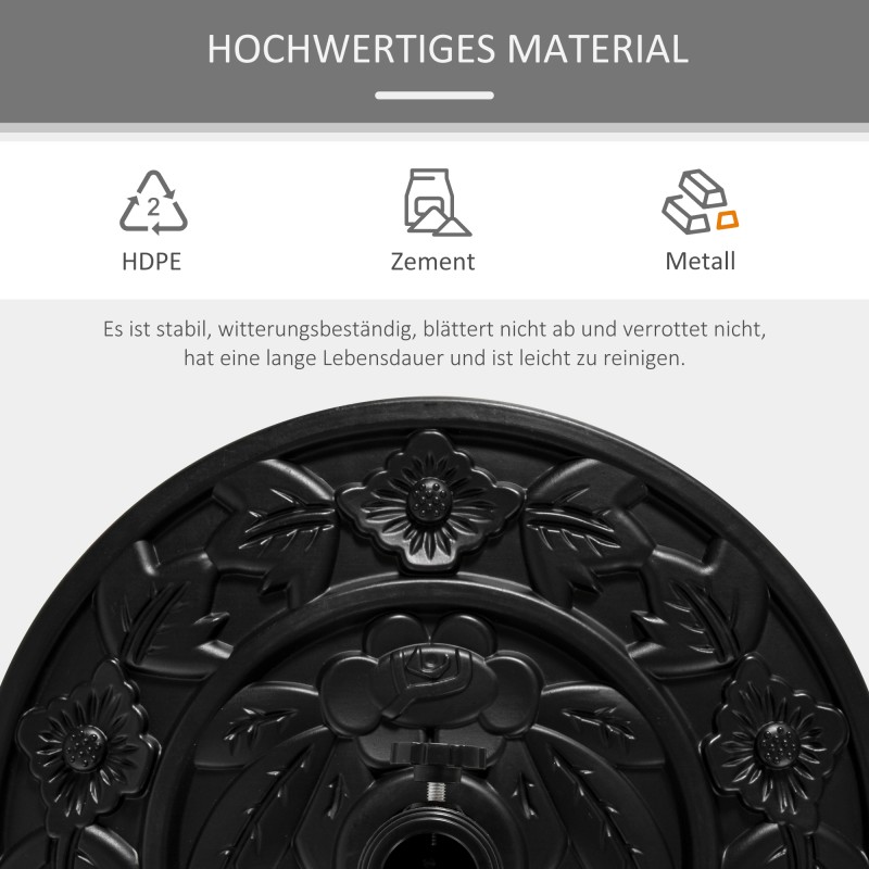 Aurinkovarjon jalusta puoliympyrä 9 kg HDPE/sementti musta Ø35/38/48 mm