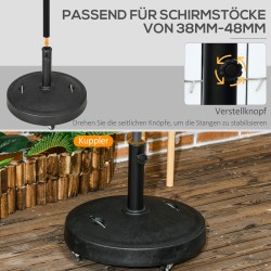 Aurinkovarjon jalusta pyörillä ulkokäyttöön hartsipohja teräsputki Ø53 x 41 cm musta