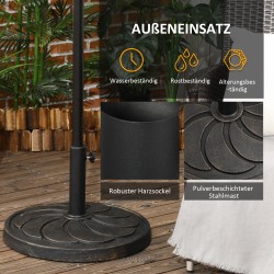 Aurinkovarjon jalusta ulkokäyttöön, hartsi ja teräs, Ø53,5 x 33 cm, 18 kg, pronssi