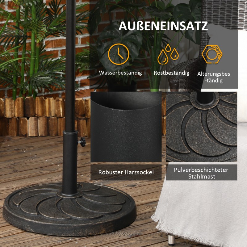 Aurinkovarjon jalusta ulkokäyttöön, hartsi ja teräs, Ø53,5 x 33 cm, 18 kg, pronssi