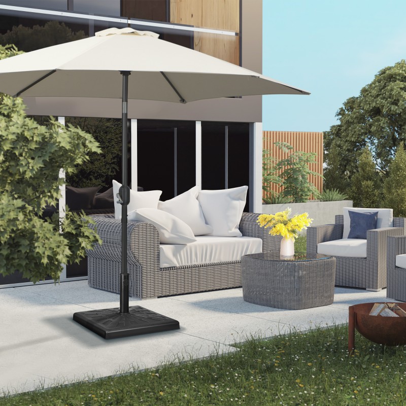 Aurinkovarjon jalusta ulkokäyttöön, hartsikomposiitti ja metalli, 51 x 51 x 32 cm, musta