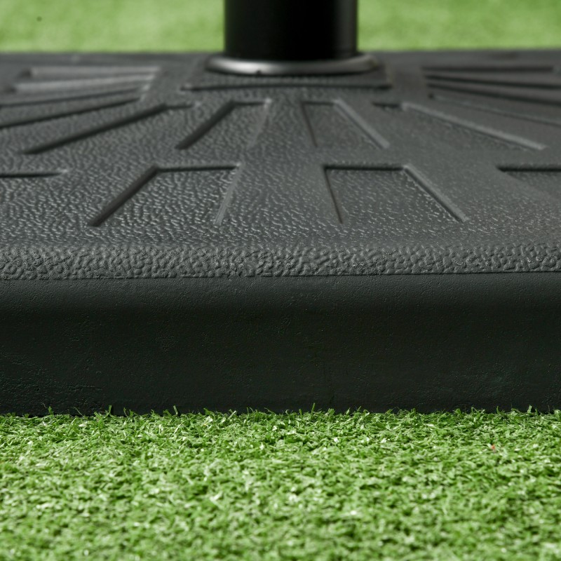 Aurinkovarjon jalusta ulkokäyttöön, hartsikomposiitti ja metalli, 51 x 51 x 32 cm, musta