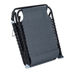 Taitettava puutarhan aurinkotuoli / lepotuoli, teräs ja verkkokangas, 189x58x30 cm, 120 kg, harmaa