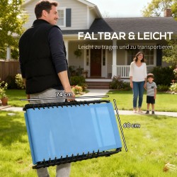 Taitettava aurinkotuoli ulkokäyttöön, teräsrunko ja hengittävä verkkokangas, 189 x 58 x 30 cm, sininen