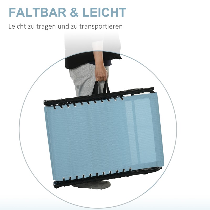 Taitettava aurinkovuode ulkokäyttöön, teräsrunko ja hengittävä verkkokangas, 189 x 58 x 30 cm, sinivihreä