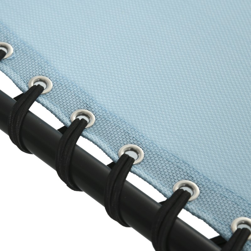 Taitettava aurinkovuode ulkokäyttöön, teräsrunko ja hengittävä verkkokangas, 189 x 58 x 30 cm, sinivihreä