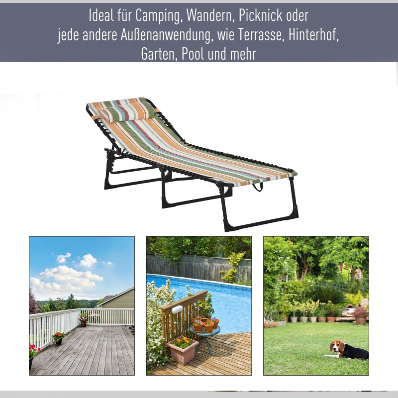 Aurinkotuoli taitettava teräsrunko verkkokangas 189 x 58 x 30 cm monivärinen