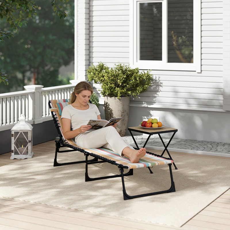 Aurinkotuoli taitettava teräsrunko verkkokangas 189 x 58 x 30 cm monivärinen