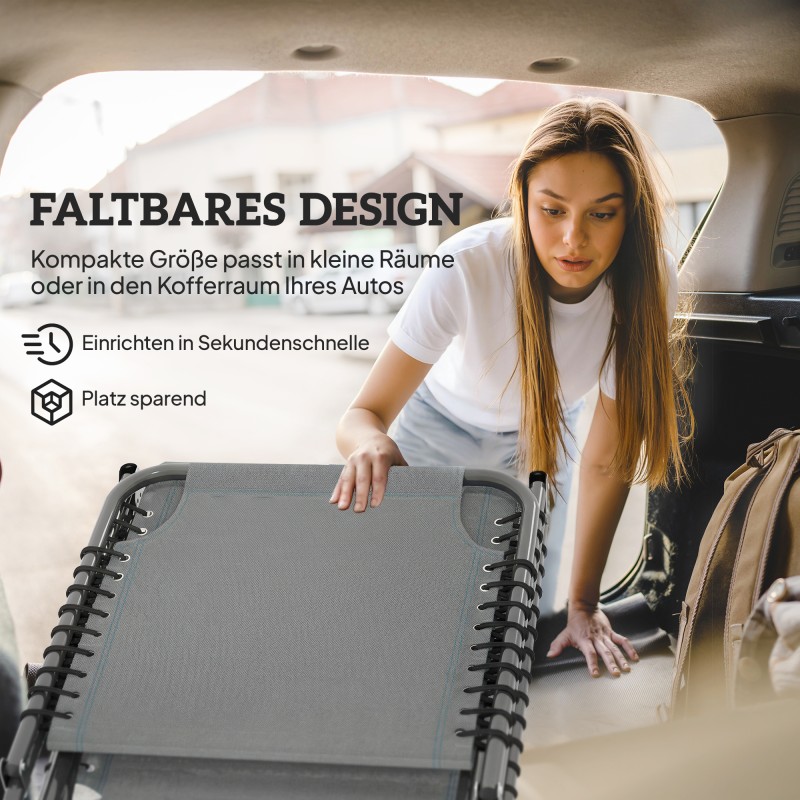 Aurinkotuoli taittuva teräsrunko verkkokangas 189 x 58 x 30 cm vaaleanharmaa