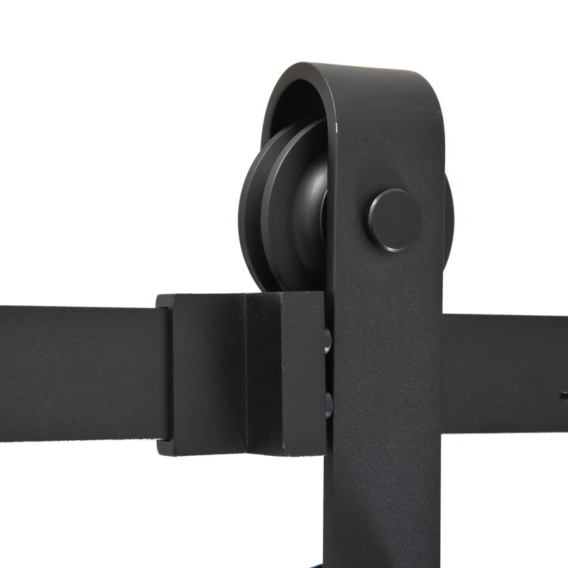 Liukuovikiskosarja hiiliterästä 200 cm, enimmäiskuormitus 90 kg, musta, työkalut mukana