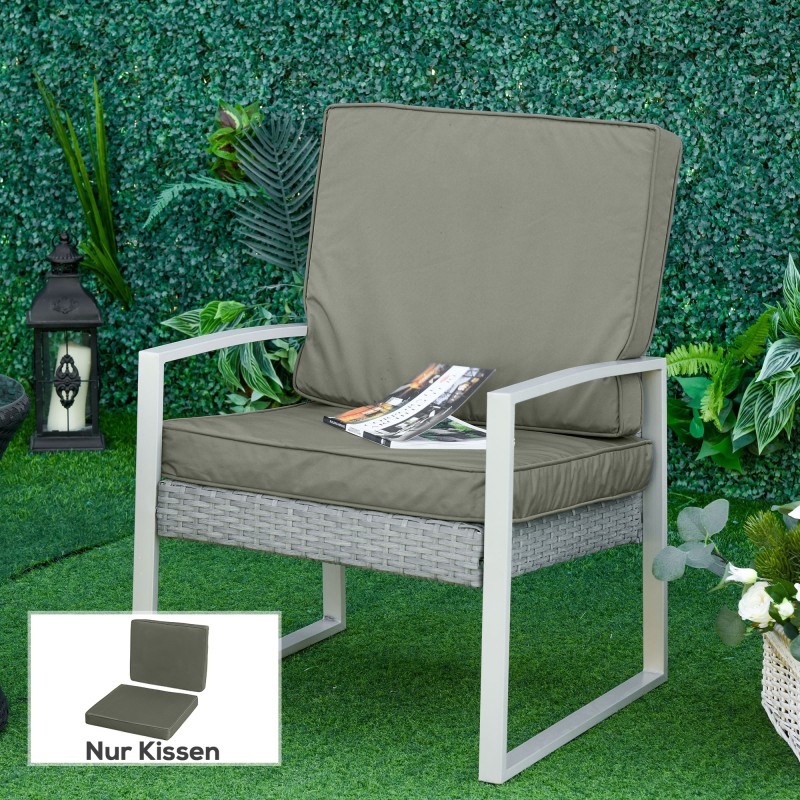 Istuin- ja selkätyynysetti tuoleihin, polyesteri, 56 x 52/46 x 7 cm, 2-osainen, tummanharmaa