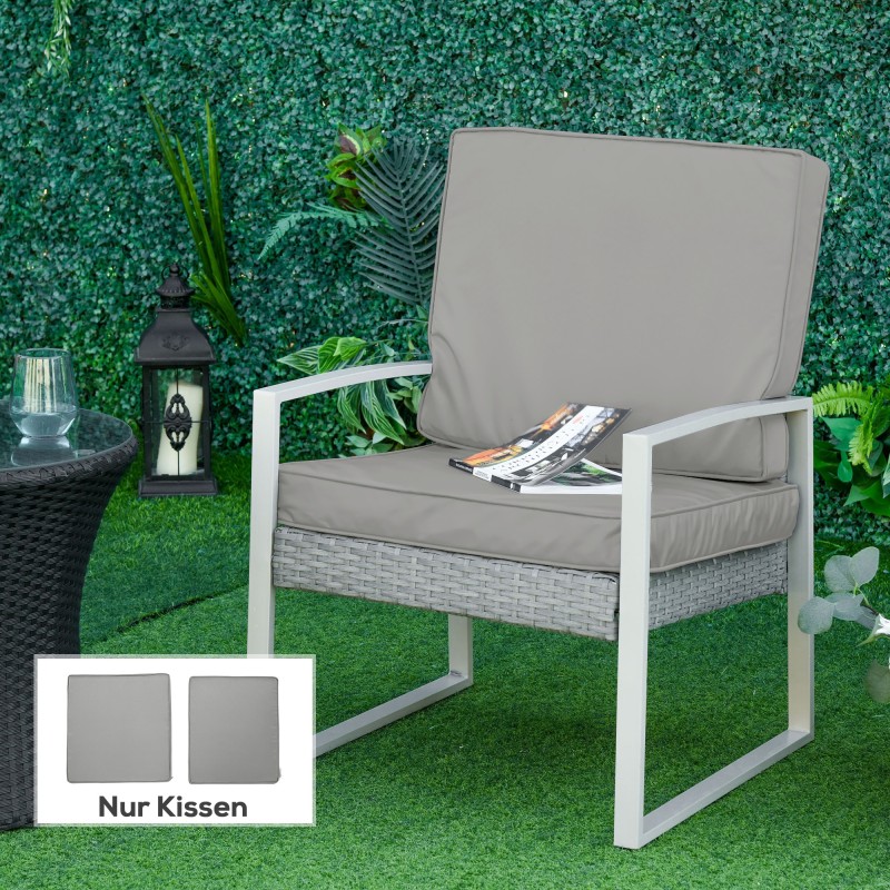 2-osainen istuin- ja selkänojapehmustesetti, polyesteri, 56 x 52 x 7 cm, vaaleanharmaa