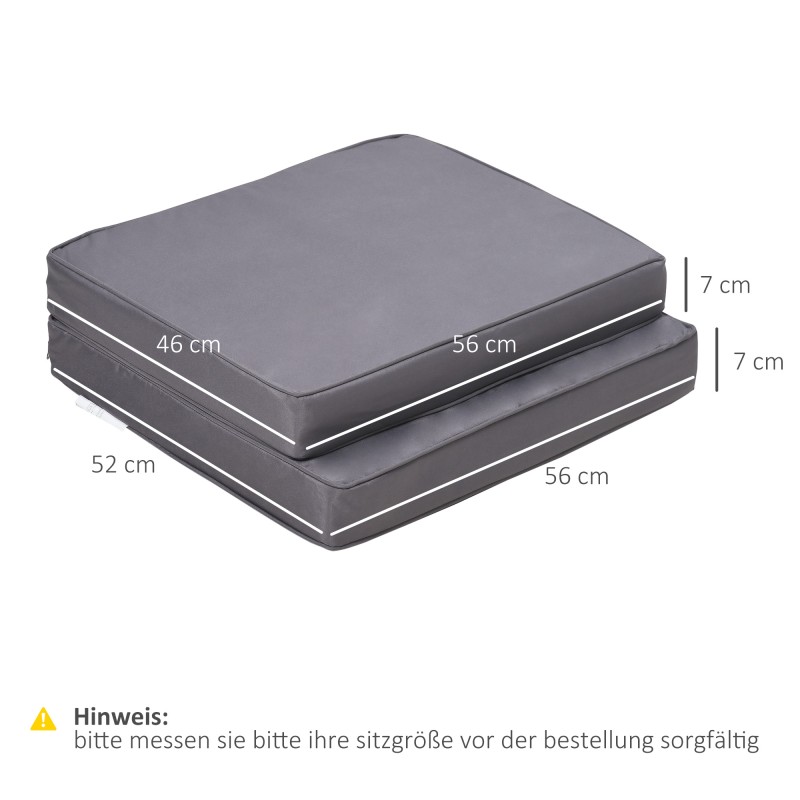 2-osainen istuin- ja selkänojapehmustesetti, polyesteri, 56 x 52 x 7 cm, vaaleanharmaa