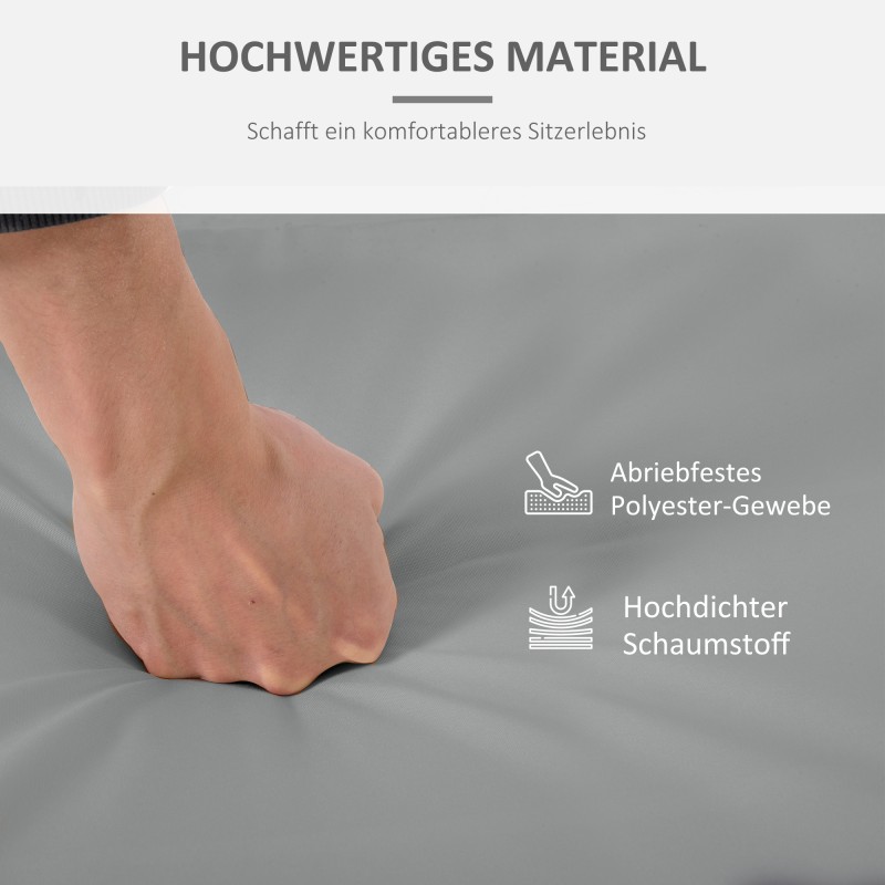 2-osainen istuin- ja selkänojapehmustesetti, polyesteri, 56 x 52 x 7 cm, vaaleanharmaa