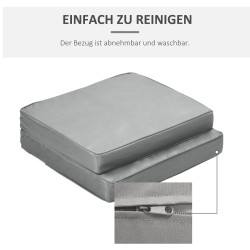 2-osainen istuin- ja selkänojapehmustesetti, polyesteri, 56 x 52 x 7 cm, vaaleanharmaa