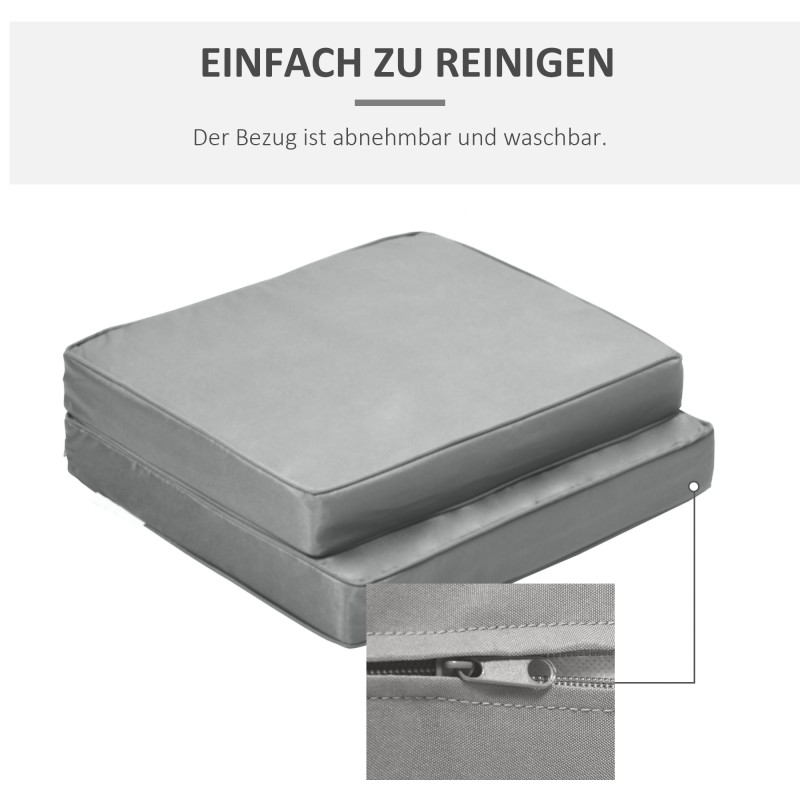 2-osainen istuin- ja selkänojapehmustesetti, polyesteri, 56 x 52 x 7 cm, vaaleanharmaa