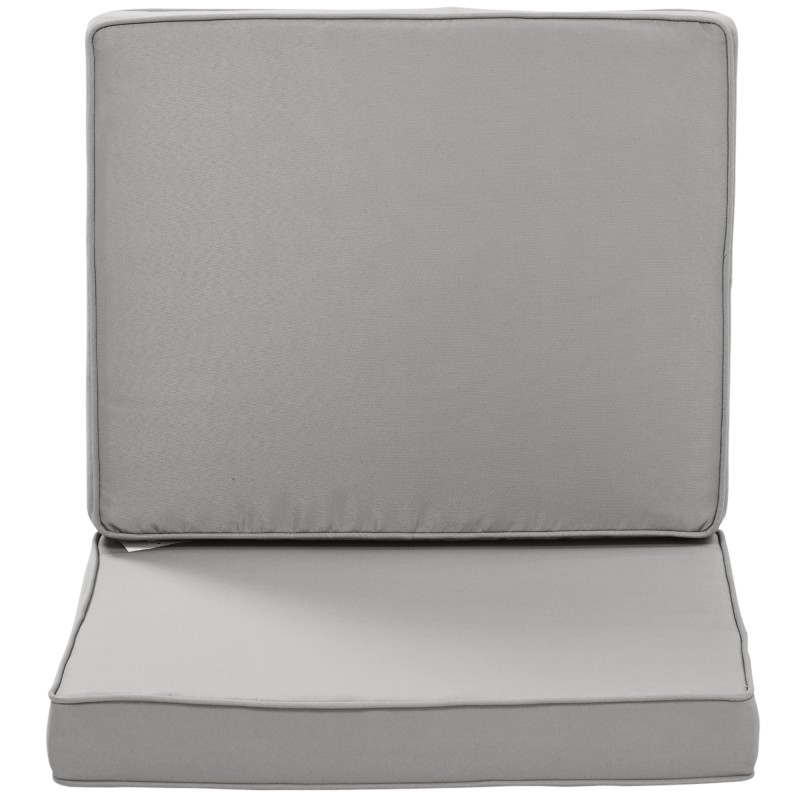 2-osainen istuin- ja selkänojapehmustesetti, polyesteri, 56 x 52 x 7 cm, vaaleanharmaa