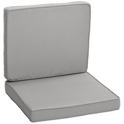 2-osainen istuin- ja selkänojapehmustesetti, polyesteri, 56 x 52 x 7 cm, vaaleanharmaa