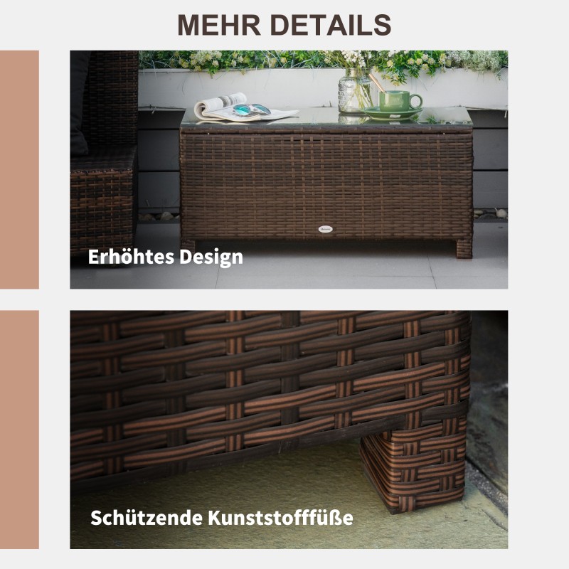 Puutarhan sivupöytä ja sohvapöytä polyrottinkia 85 x 50 x 39 cm ruskea