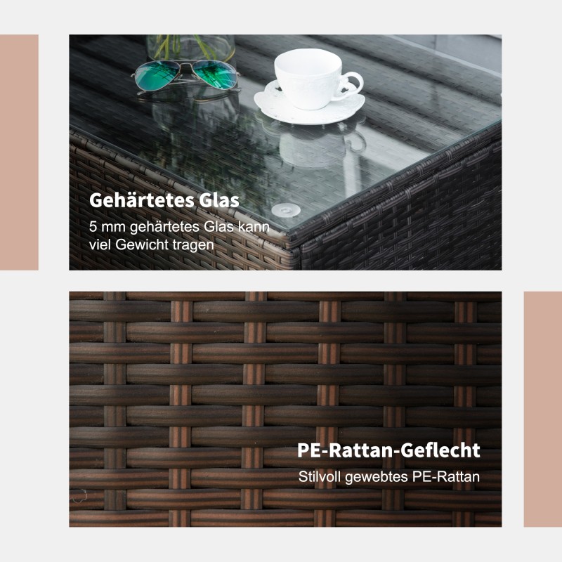 Puutarhan sivupöytä ja sohvapöytä polyrottinkia 85 x 50 x 39 cm ruskea