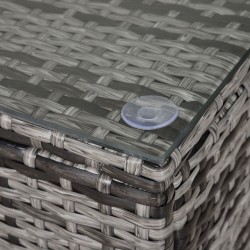 Puutarhan sivupöytä polyrottinki ja lasi 85 x 50 x 39 cm harmaa