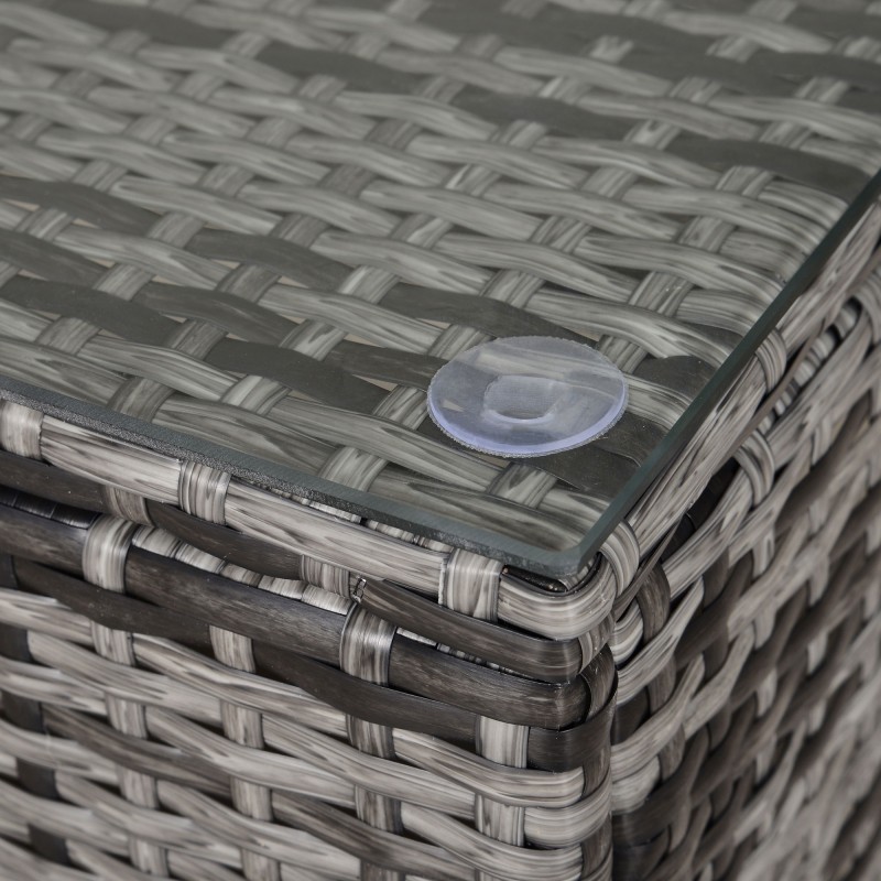 Puutarhan sivupöytä polyrottinki ja lasi 85 x 50 x 39 cm harmaa